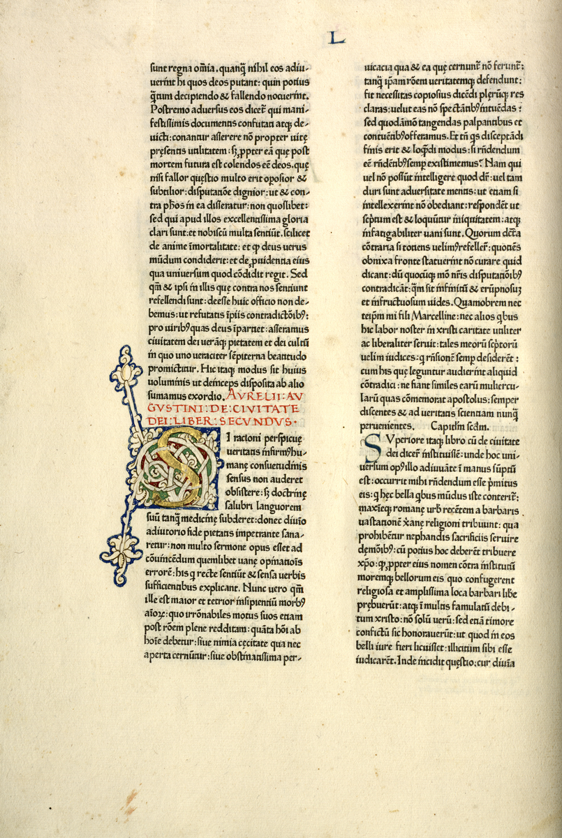 Augustin, De Civitate Dei. Subiaco, Sweynheim et Pannartz, 1465. 2°. 